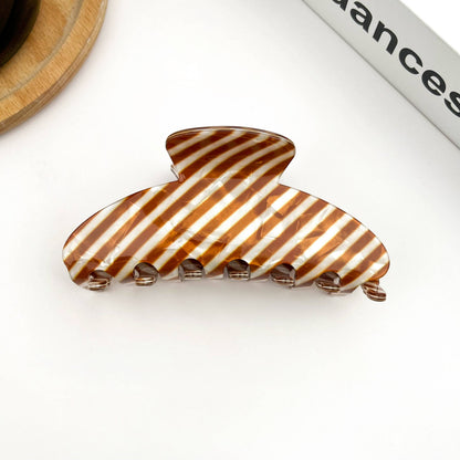 Classic Striped Oval Hair Claw Clip
