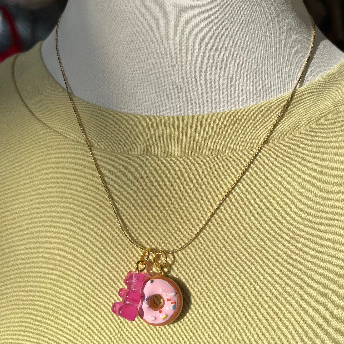 Donuts + Gummy Bears - 18" 18k Gold Charm Necklace