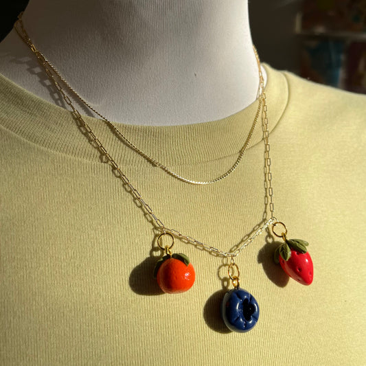 The 3 Fruits Charm Necklace 18" Charm Necklace
