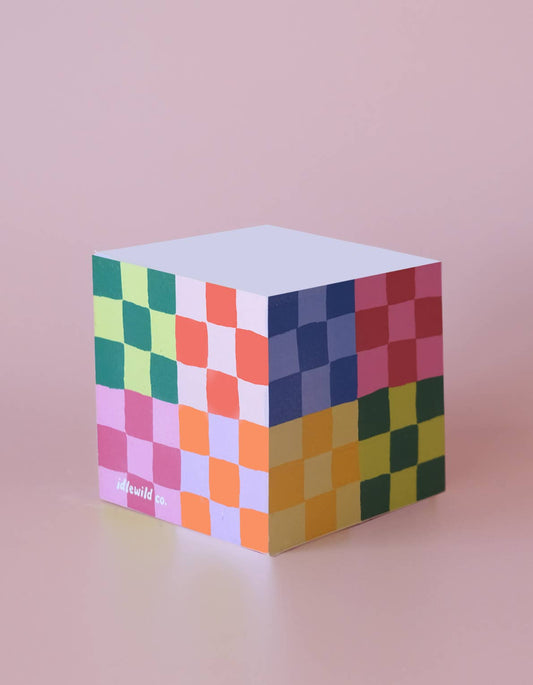 Rainbow Checkered Sticky Note Cube