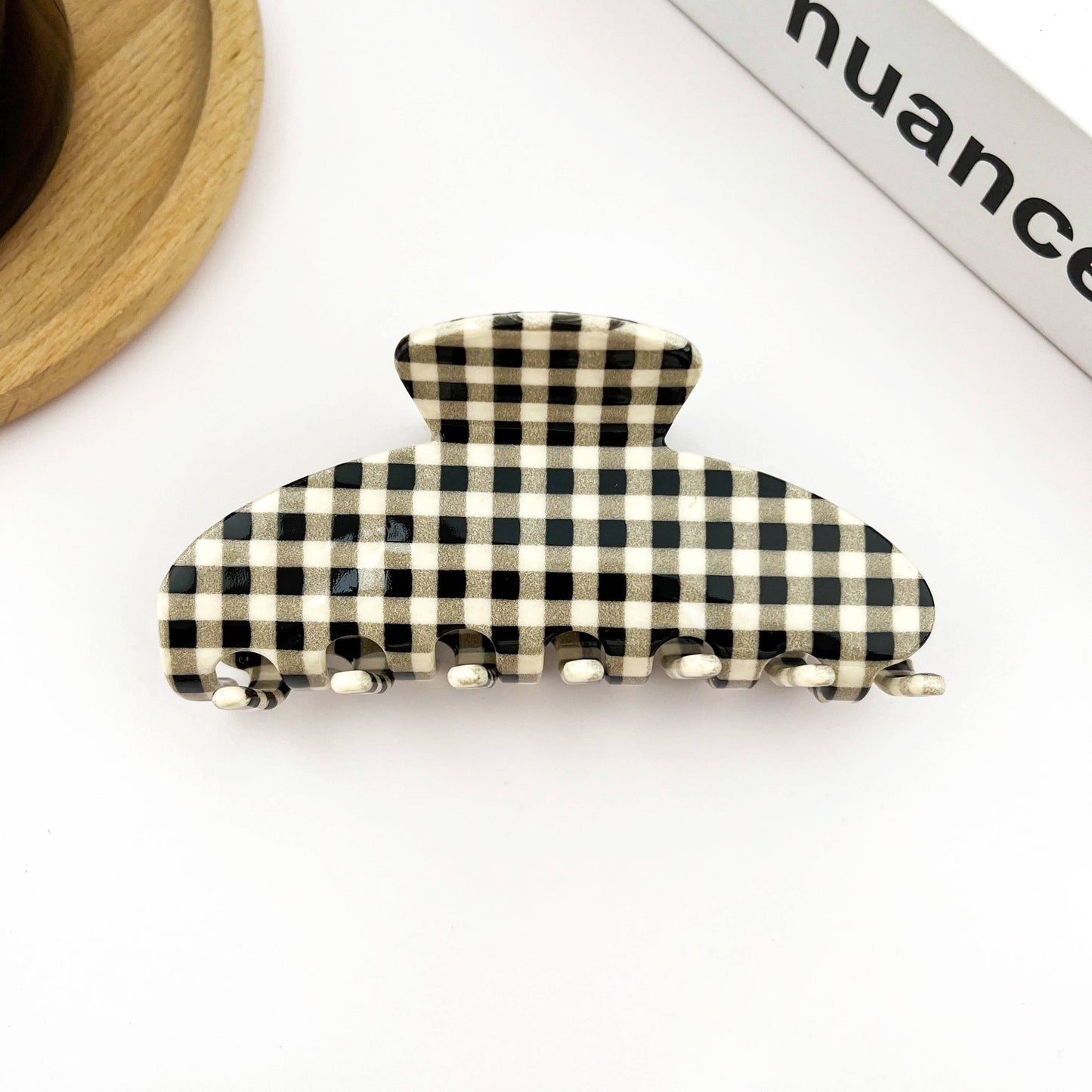 Gingham Acetate Claw Clip