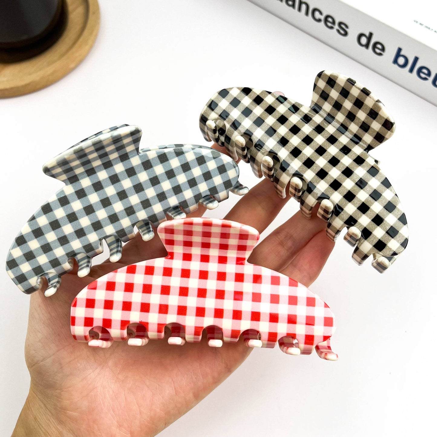 Gingham Acetate Claw Clip