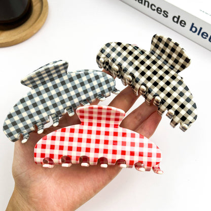 Gingham Acetate Claw Clip