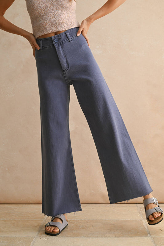 Wide Leg Dusty Blue Denim Pants