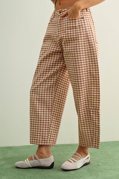 Plaid Barrel Pants