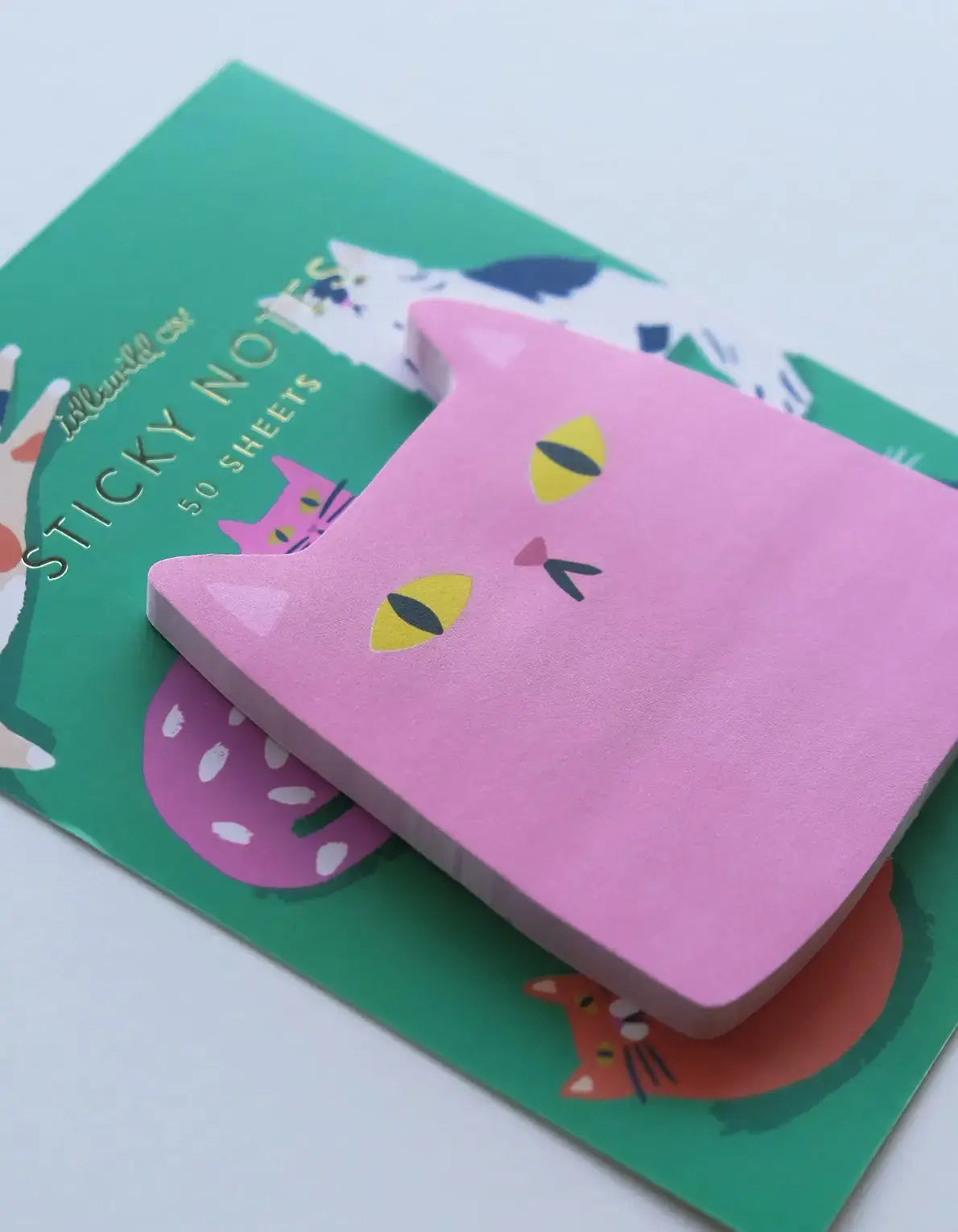 Pink Cat Die-Cut Sticky Notepad