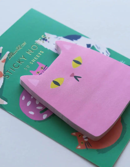 Pink Cat Die-Cut Sticky Notepad