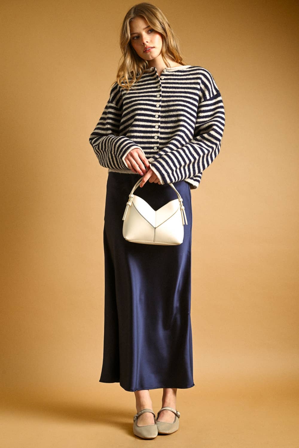 Striped Rolled Hem Cardigan