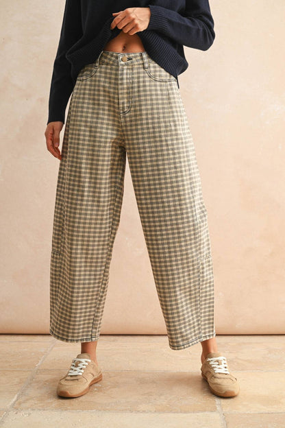 Plaid Barrel Pants