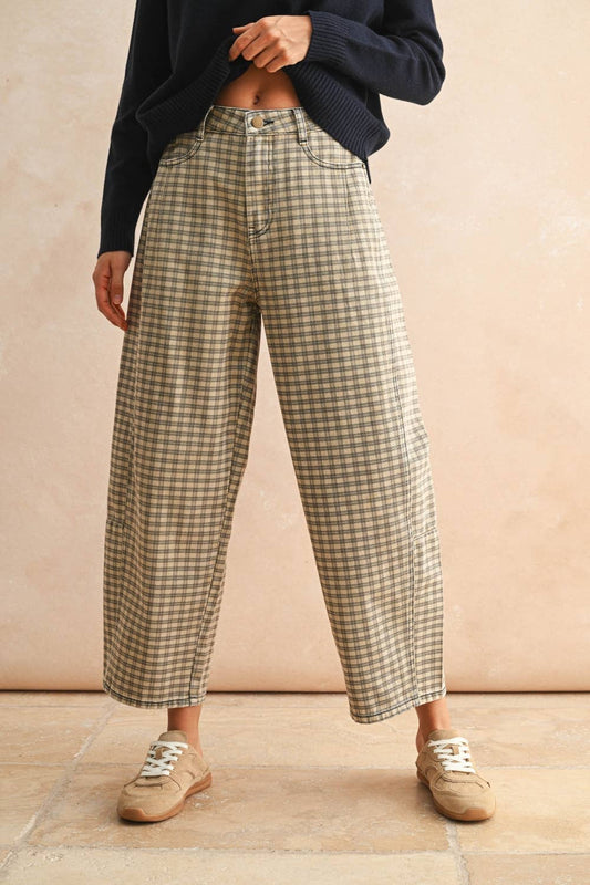 Plaid Barrel Pants