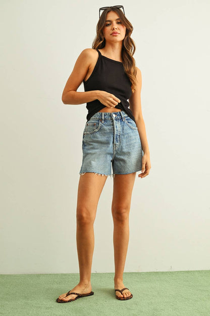 Square Strap Ribbed Tank