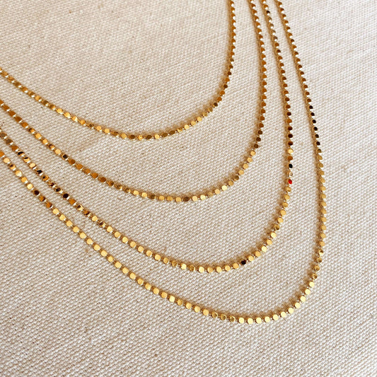 18k Gold Filled Flat Ball Chain Necklace