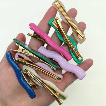 Candy Color Acrylic Wave Hair Clip Set