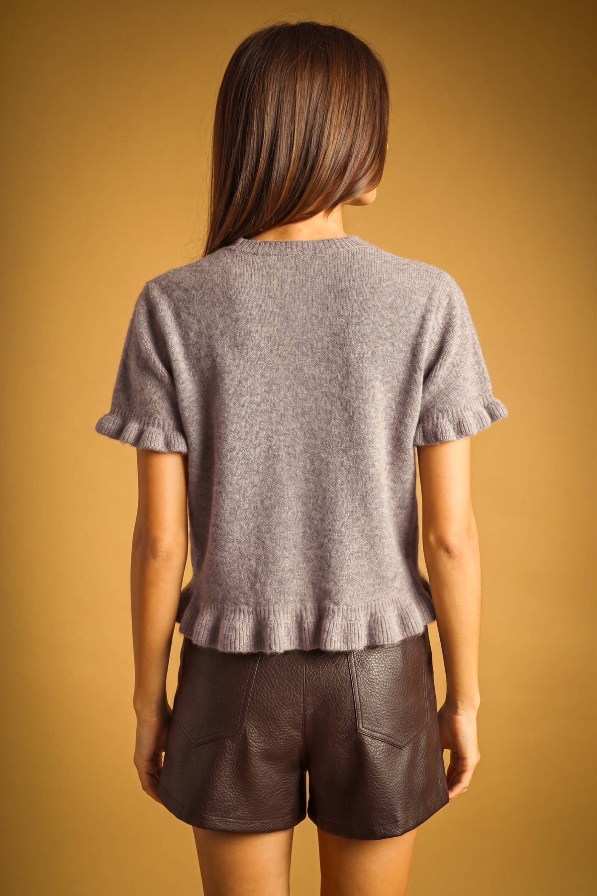 Ruffle Short Sleeve Sweater Top