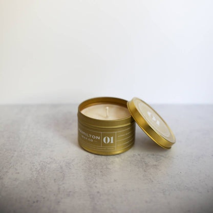 01 Vanilla Bean Scented Candle - Gold Tin