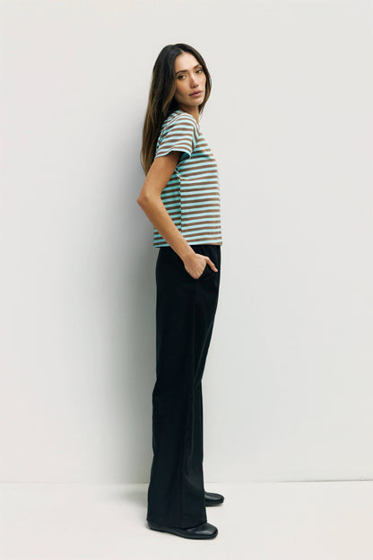 The Cooper Top | Striped T-Shirt Contrast with Neck Band