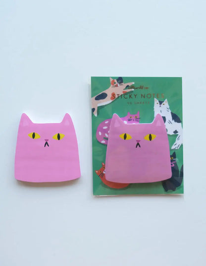 Pink Cat Die-Cut Sticky Notepad