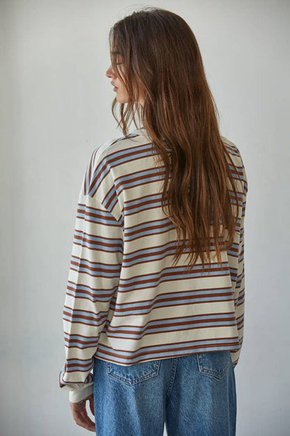 Cayley Crew Neck Striped Top
