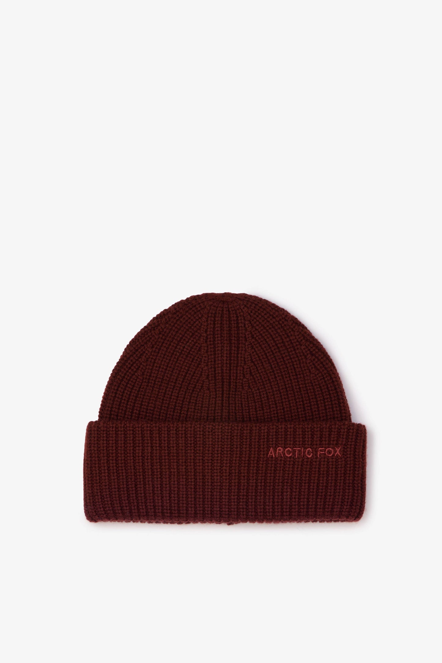 Merino Wool Embroidered Beanie - Dark Walnut Brown