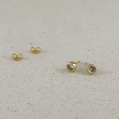 18k Gold Filled Mini CZ Round Stud Earrings