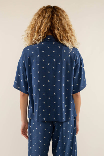 Luna Button Down with Floral Detail