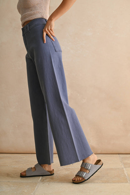 Wide Leg Dusty Blue Denim Pants