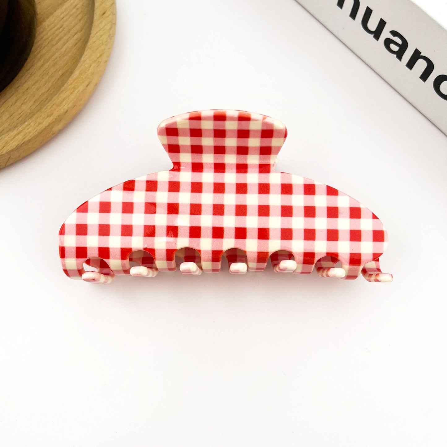 Gingham Acetate Claw Clip