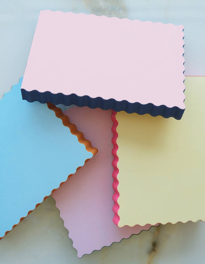 Mini Wave Shaped Notepad | Pink + Evergreen Edge