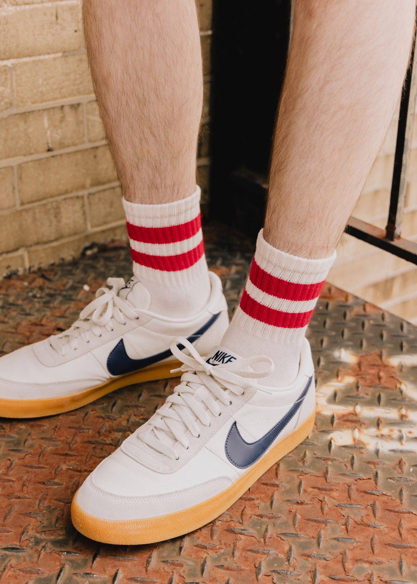 The Mono Stripe Quarter Crew - Acorn