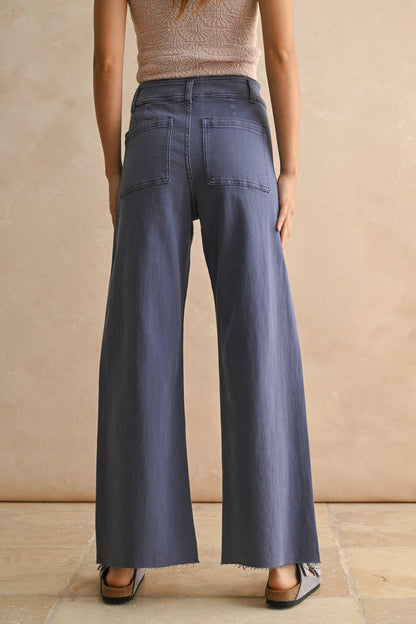 Wide Leg Dusty Blue Denim Pants