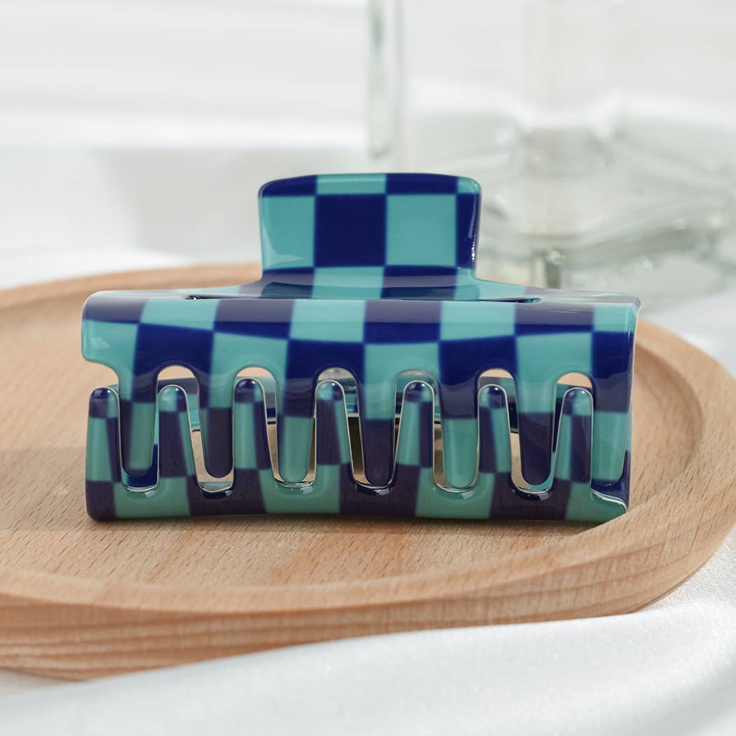 Checkerboard Square Hair Claw Clip