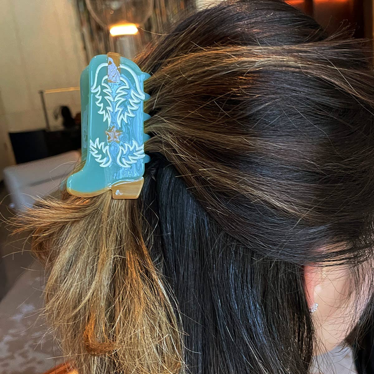 Eco Western Cowboy Boots Hair Claw Clip