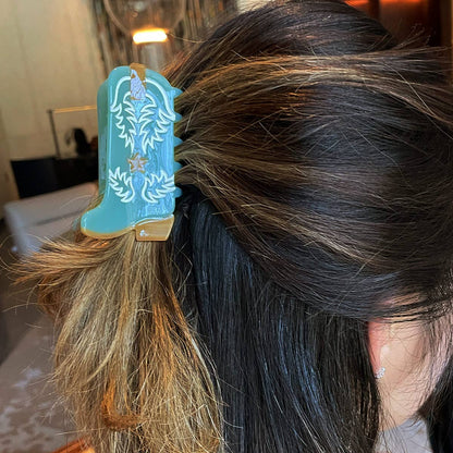 Eco Western Cowboy Boots Hair Claw Clip