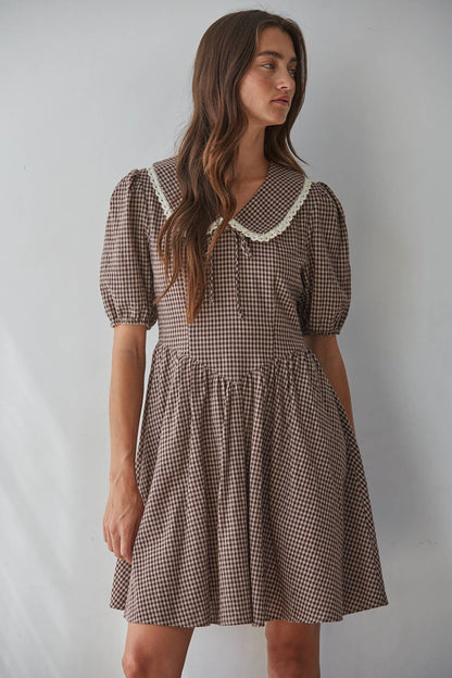 Gingham Collared Flare Dress