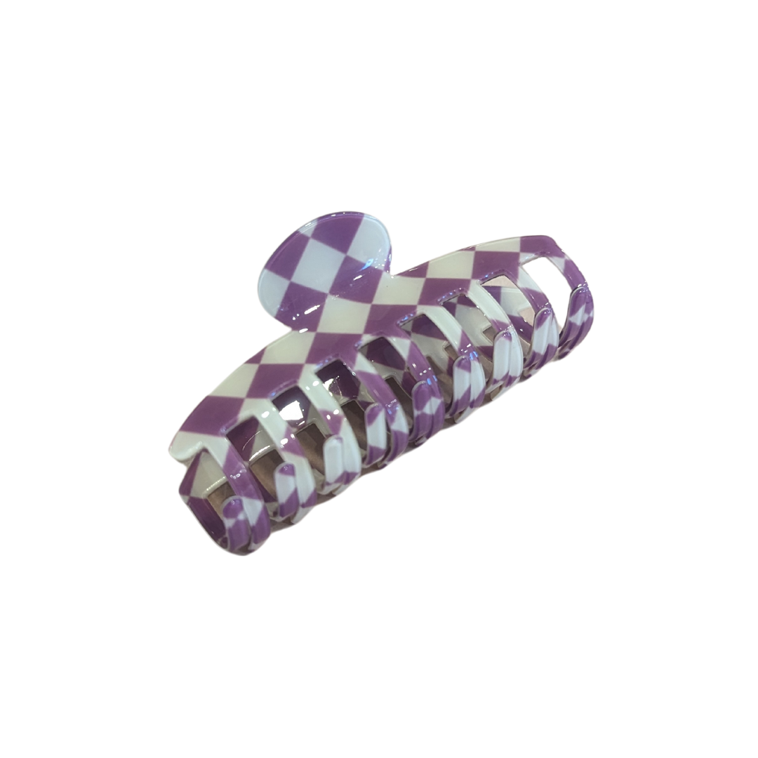 Purple Checkered Claw Clip