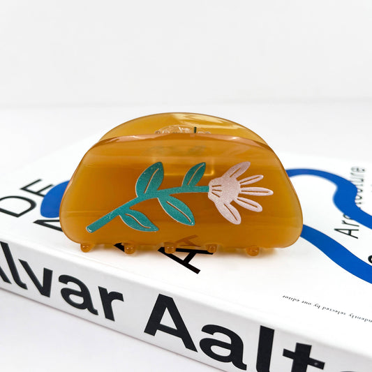 Peach Flower Claw Clip