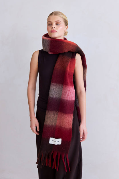 The Reykjavik Scarf - Burgundy Check