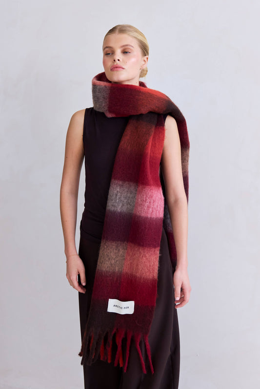 The Reykjavik Scarf - Burgundy Check