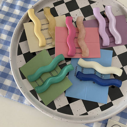 Candy Color Acrylic Wave Hair Clip Set