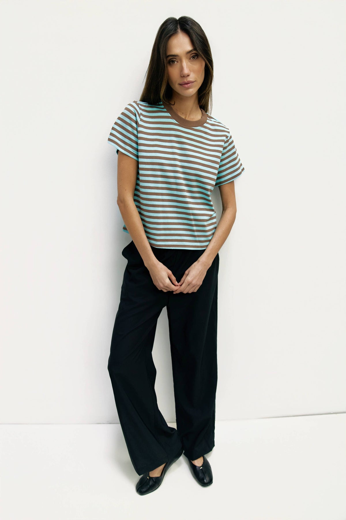 The Cooper Top | Striped T-Shirt Contrast with Neck Band