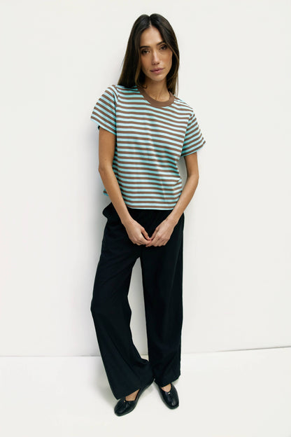 The Cooper Top | Striped T-Shirt Contrast with Neck Band