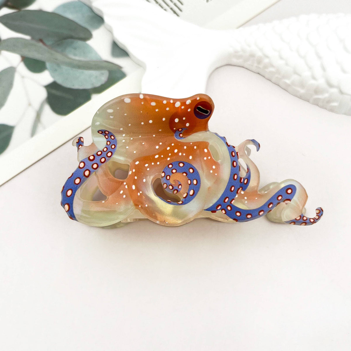 Blue Ring Octopus Hair Claw Clip