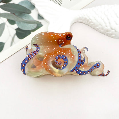 Blue Ring Octopus Hair Claw Clip
