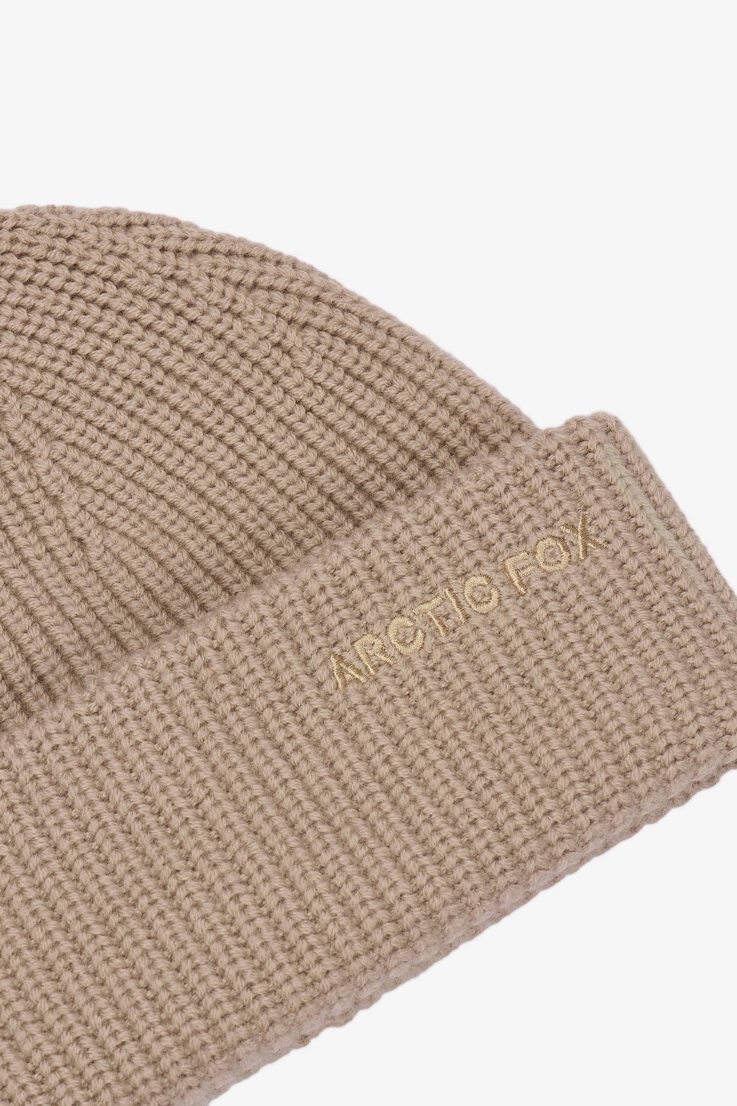 Merino Wool Embroidered Beanie - Soft Taupe