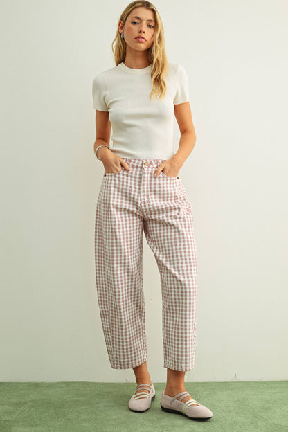 Plaid Barrel Pants