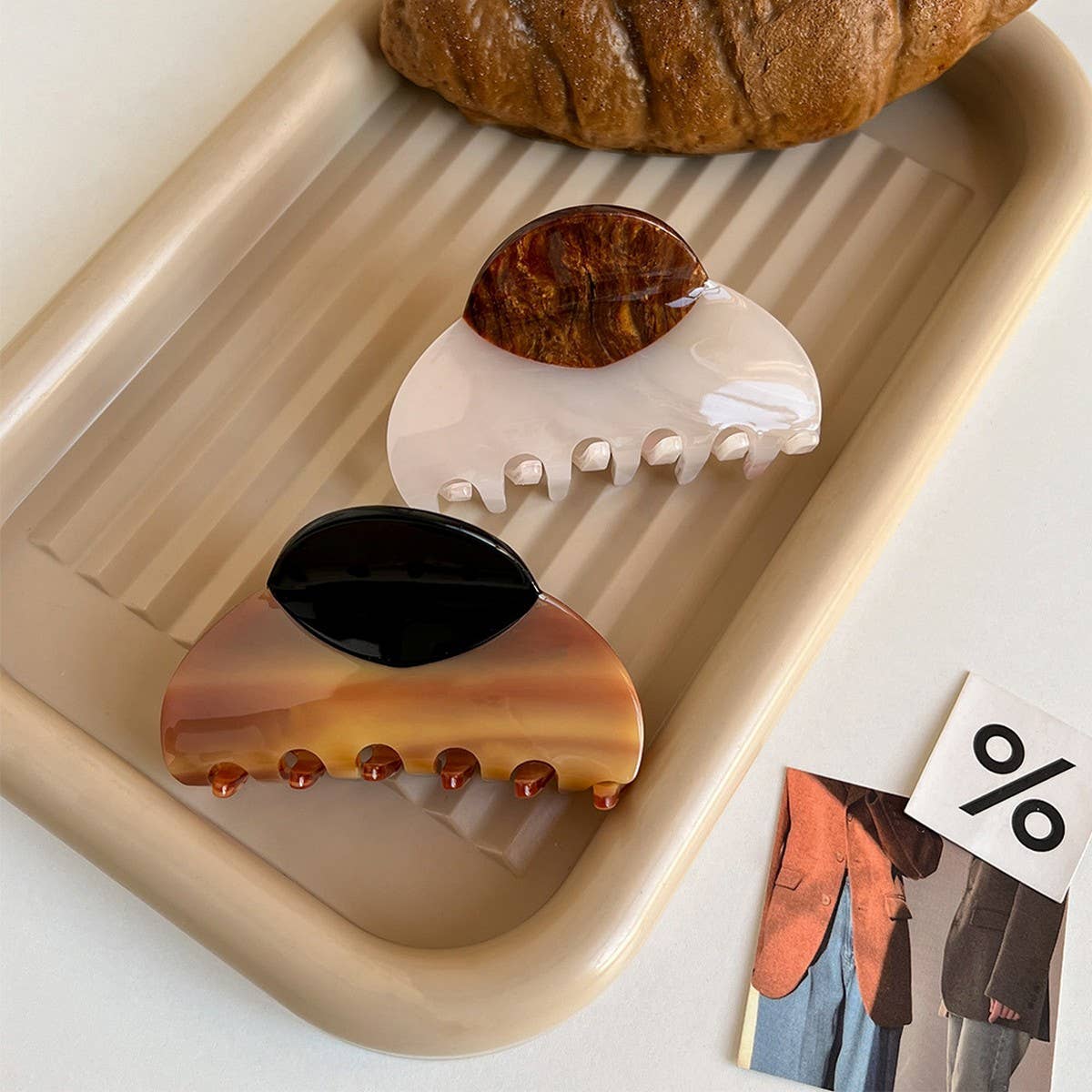 Wood Print Large Claw Clip