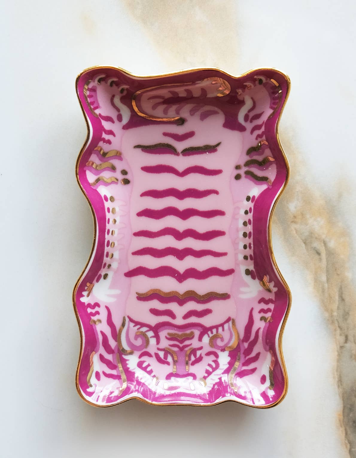 Pink Tiger Porcelain Trinket Dish