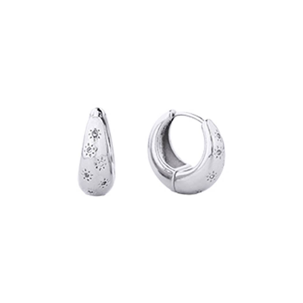 14K White Gold-Dipped Bold Hoop Earring