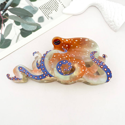 Blue Ring Octopus Hair Claw Clip