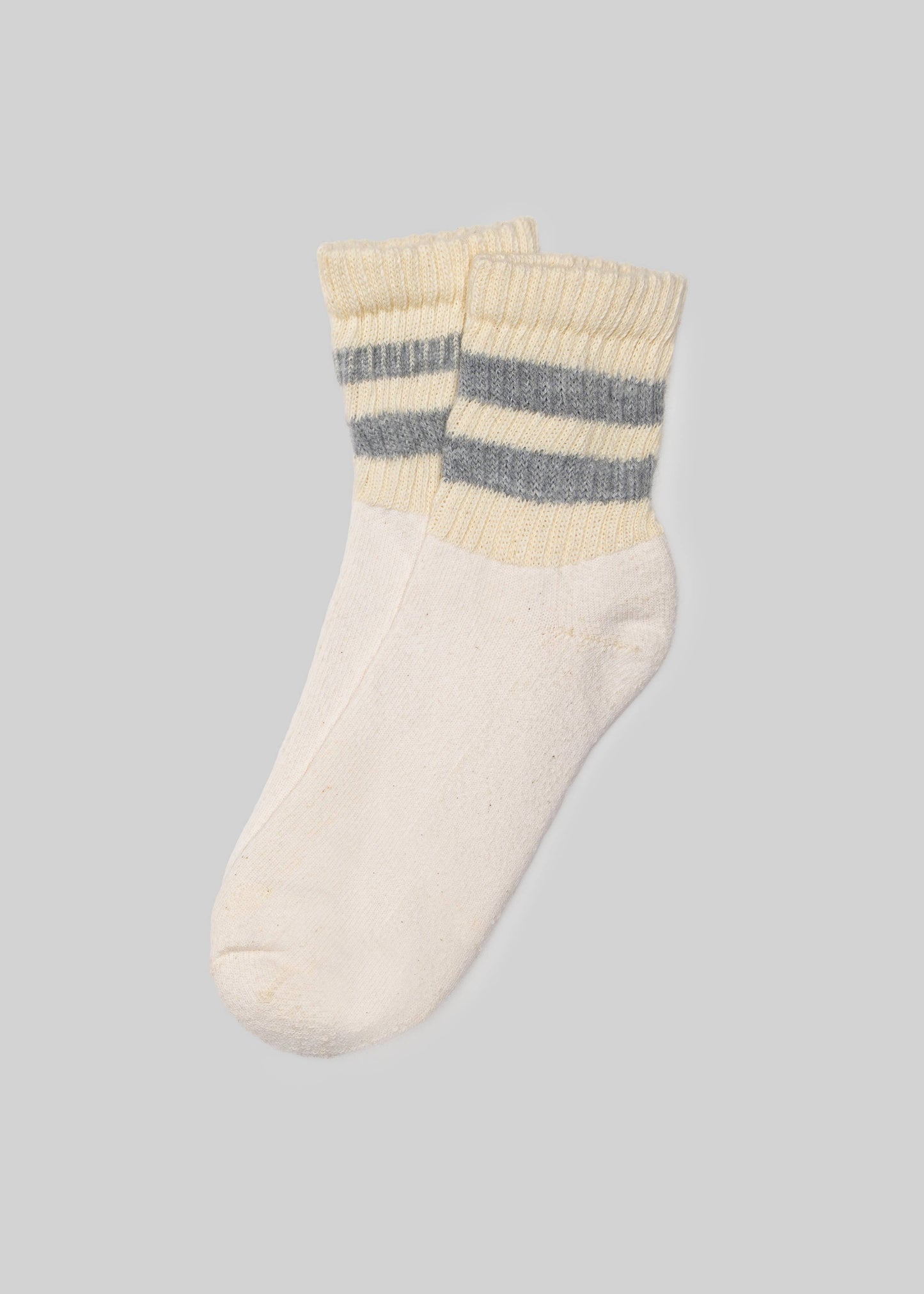 The Mono Stripe Quarter Crew- Heather Grey